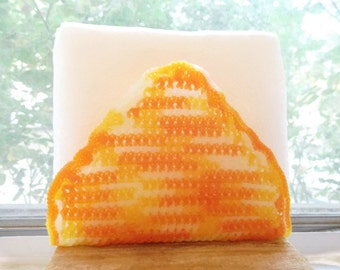 OOAK Handmade Orange white variegated Crochet Napkin Holder