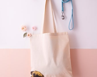 Pug Tote bag - Fawn Pug Shopper - Pug Bag - Pug gift - Gift for dog lovers