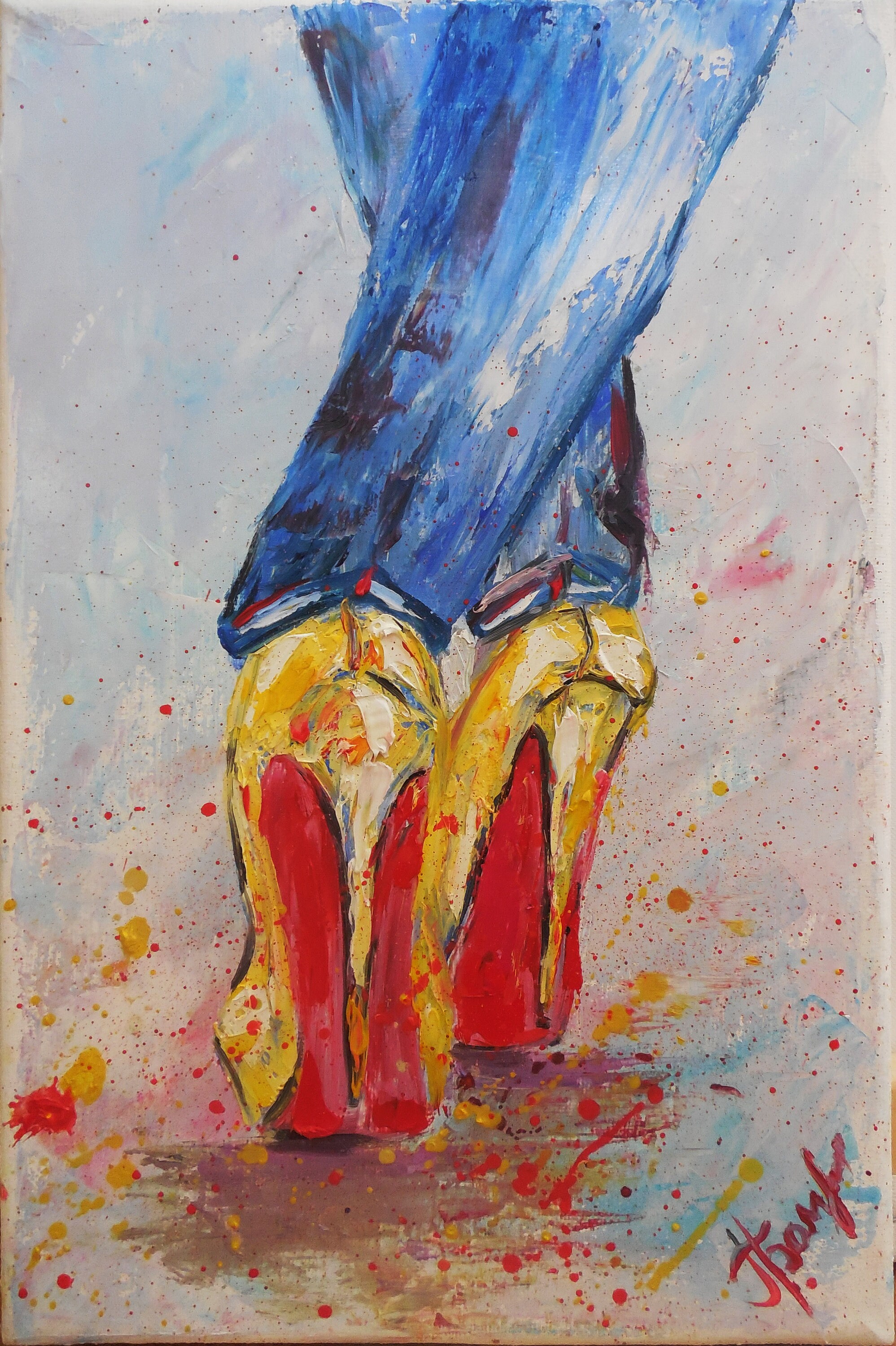 Original Handmade Oil Painting on Canvas Highheeled shoes