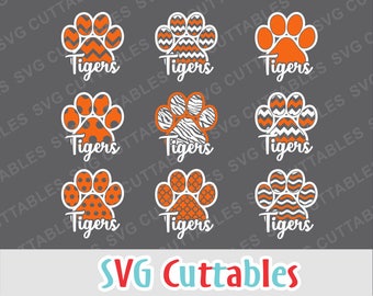 Tigers svg, Tigers paw print, paw print svg, dxf, eps, png, Tigers cut file, Silhouette file, Cricut cut file, Digital download