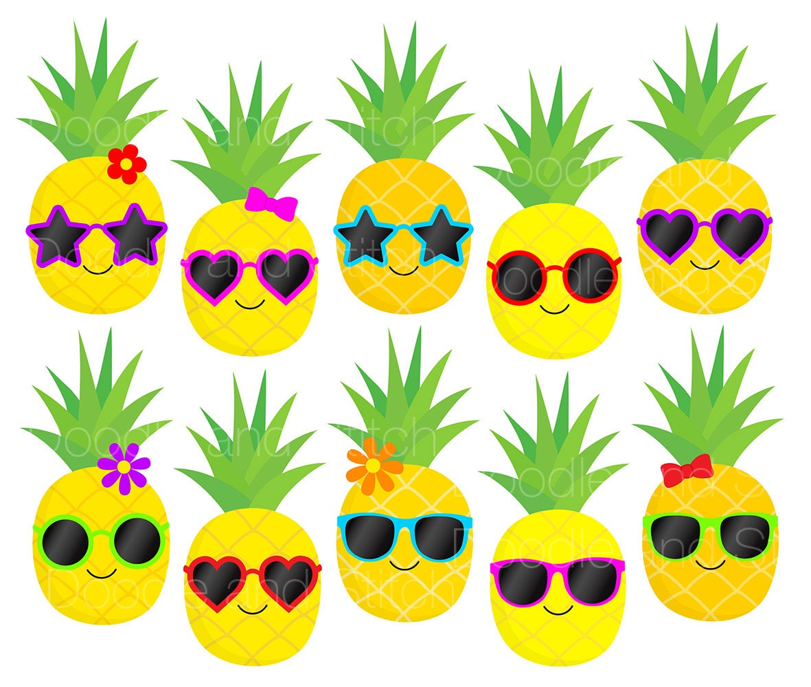 Pineapple Clip Art Pictures, Pineapples in Sunglasses ...