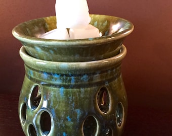 Wax Melter, Wax Warmer, Oil Warmer, Oil Diffuser, Ceramic Mediterranean Sea Green
