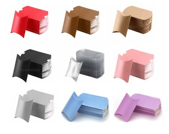 50 Small Pillow Box Shape for Wedding Party Favor Bulk Candy Sweet Treat Bag Soap Trinket Jewelry Packaging Gift Card Wrap Birthday Wrapping