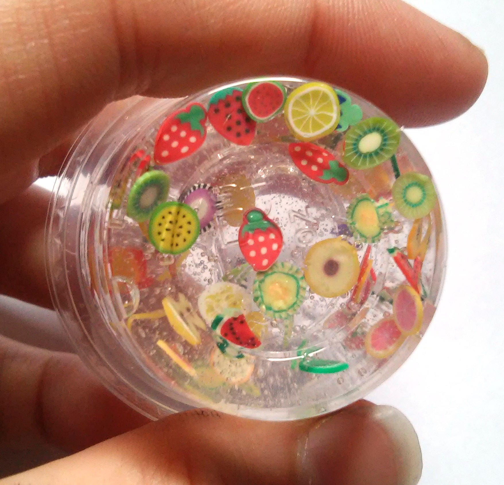 Clear Slime Rainbow Glitter Slime Fruit Slice B Fimo Clear