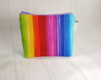 Zipper Notions Pouch, Prism Rainbow Stripes Mini Zippered Wedge Bag, Craft Pouch NP0043