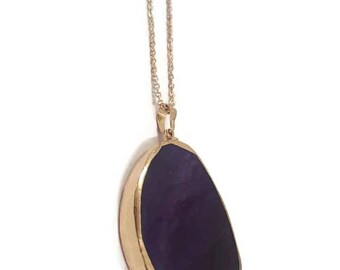 Gold Dipped Pendant - Gold Gemstone Necklace - Gemstone Pendant Necklace - Gemstone Necklace - Pendant Necklace - Free Shipping Necklace