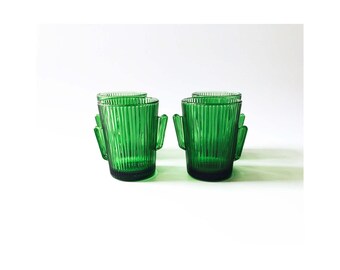 Vintage Cactus Tumblers / Set of 4 / Libbey