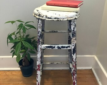 White Rustic Country Stool