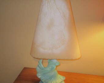 Early Mid Century Mermaid ceramic lamp with fiberglass lamp shade