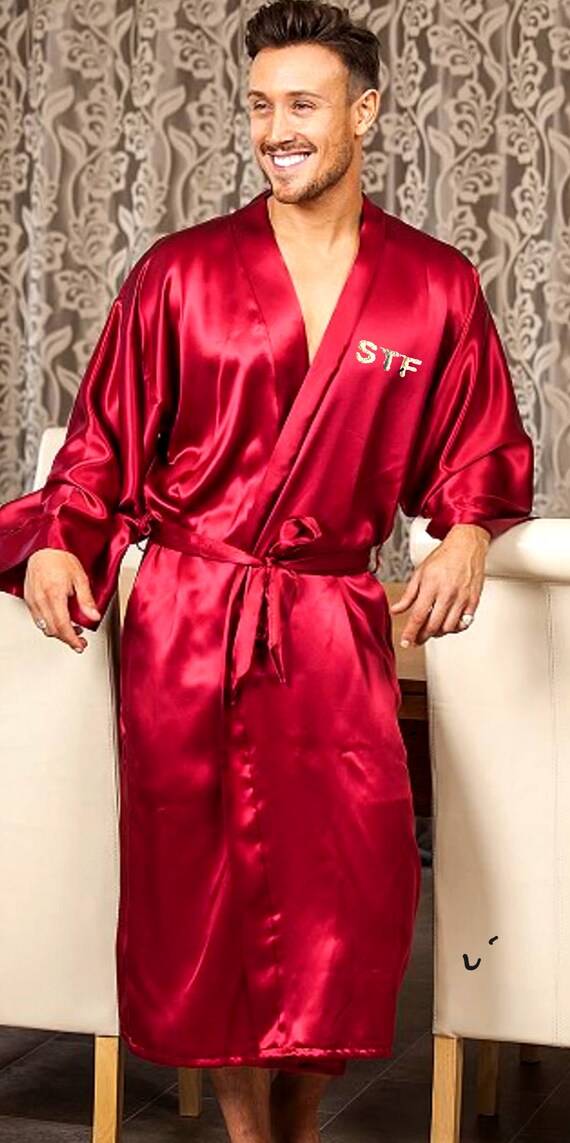 Luxury Mens Silky Satin Long Kimono Robe With Your Choice 2593