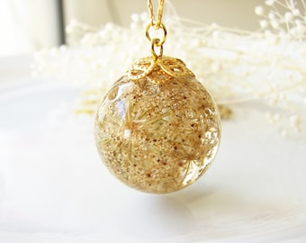 Pressed Flower Jewelry Resin Jewelry Resin Necklace Real Flower Jewelry Queen Anne's Lace Necklace