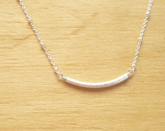 sterling silver curved bar necklace