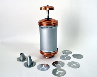 Vintage Mirro Aluminum Cookie Press with 9 Attachments /Large Size ALifetimeofVintage