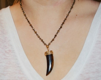 brown horn bohemian moroccan simple natural necklace jewelry