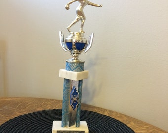 Vintage 1970's Women's Marble Bowling Trophy
