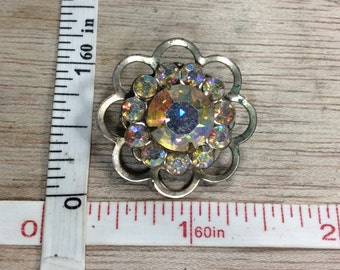 Vintage Pin Brooch Aurora Borealis Rhinestones Used