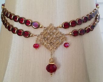 Victorian Red beaded Necklace