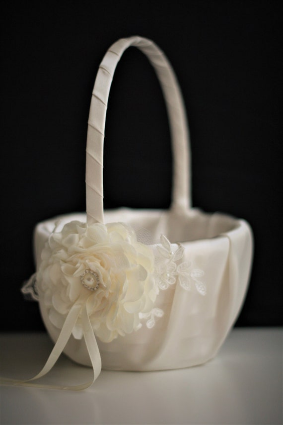 Ivory Flower Girl Baskets Ivory Wedding Baskets Lace