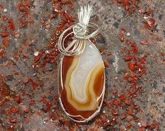 Natural Orange Botswana Agate Pendant