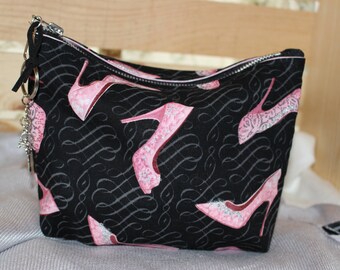 Makeup/Cosmetic/Multi Purpose Bag - Black with Pink High Heel