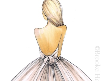 Gwen-Bride Fashion Illustration-Sketch-Fashion Print-Brooke Hagel-Brooklit-