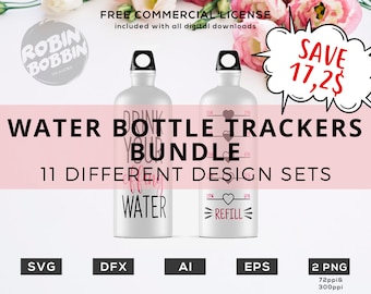Water Bottle Trackers Bundle - SALE - Drink Your Effing Water Tracker svg dxf eps png Fitness, Working Out, Gym Designs, Water Bottle svg