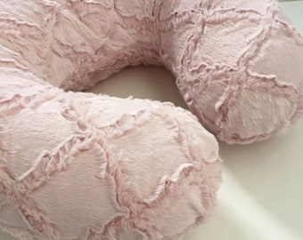 Boppy Cover Minky Lattice Minky Rosewater Blush Pink Minky Nursing Pillow cover, baby gift, shower gift