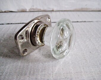 FREE SHIPPING/ Vintage clear glass Door Handle/ door knob/ cylindrical knob door/Soviet equipment, furniture