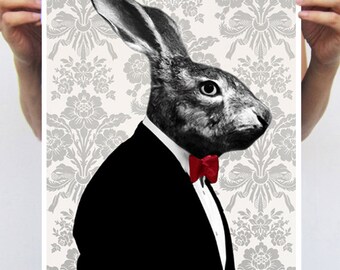 Rabbit Print, Rabbit Art Print, Rabbit Bunny Print, Rabbit Art, Bunny Print, Rabbit Wall Art, Black, Rabbit Artwork, Wall Art, Art Print