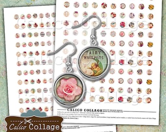 Whimsy Digital Download, 10mm Circles, 12mm Circles, Digital Collage Sheet, Printable Paper, Images for Earrings, Instant Download