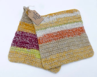 Pot holders felted wool pot holders sheep design set of two