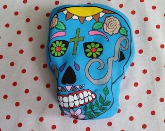 Handmade Mexican head Pebble painted paperweight
