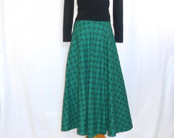 Swing Skirt Jitterbug Skirt Vintage 1950's Skirt Long Skirt Vintage Skirt Green and Black Art Deco Skirt