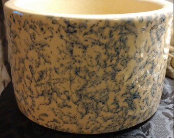 Robinson Ransbottom Pottery RRPC Blue Spongeware Butter Crock #303 A