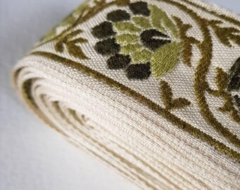 Vintage Woven Trim Three Tone Greens.