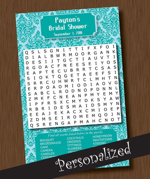 Instant Download Bride WORD FIND SEARCH Game Printable