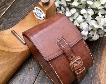 Vintage English Clothes Brush Set in Leather Case - Stylish Ebony Brush Set - Gentlemans Grooming Kit - Vintage Leather Travel Set