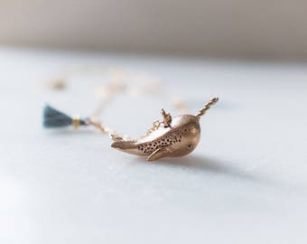 Narwhal Necklace Bronze with Tassel