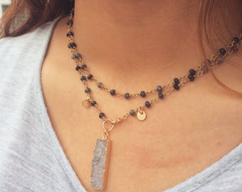 2-Way Druzy Bar Necklace, Druzy Jewelry, Druzy Pendant