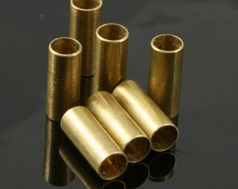 10 pcs 6 x 15 mm (hole 5 mm ) raw brass tube industrial brass charms, findings spacer bead ttt615