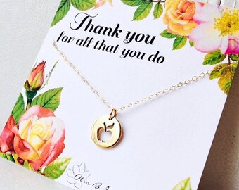 Thank you gift for Teachers, Teacher gift, Apple necklace, teacher appreciation, professor gift, otis b