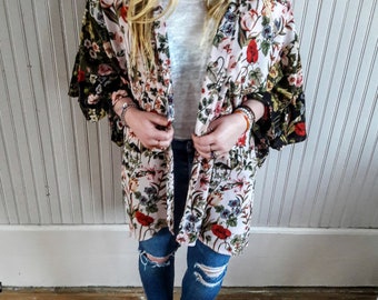 Boho style kimono top with bell sleeves
