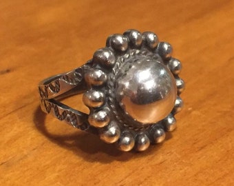 Domed Sterling Flower Ring