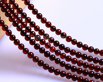 Natural Dark Red Amber Beads, Baltic Amber Cherry Red Beads, High Quality, Rare Amber Beads Strands, 5 6 7mm Round Amber Gemstone (B192)