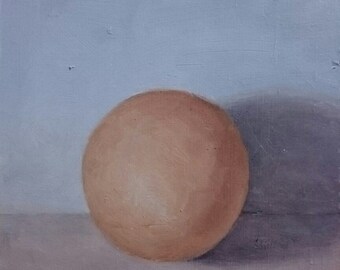 Original Oil Painting of Egg, Still Life Painting, Small Painting of Egg, Small Art, 5 x 7 inch, Realism Oil Paintings by Dagmara Zareba