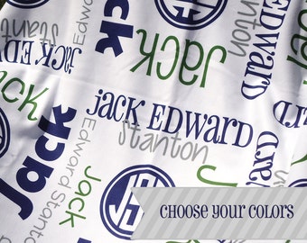 Baby Boy Blanket with Name & Monogram - Personalized Receiving Blanket - Custom Baby Blanket - Newborn Hospital Blanket - Baby Boy Gift