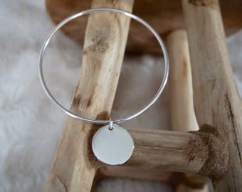 Bangle Bracelet in 925 Silver with Medal