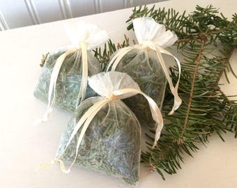 Three Fresh Balsam Fir Sachets Organza Bags Aroma Therapy Set of 3