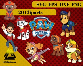 Paw Patrol Clipart – 20 (Svg, Eps, Png, Dxf Files) 300 PPI, Vectorial Images, Paw Patrol svg, T-Shirt Design, Paw Patrol Printable