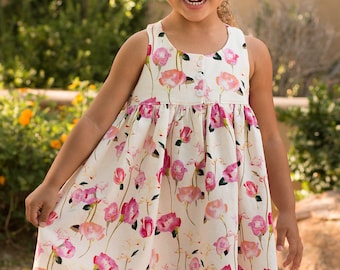 Lilah Top & Dress, Girls Pattern, PDF Patterns, Knit or Woven, PDF, Girls Dress Pattern, girls dress, racerback dress